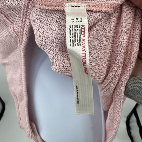 Free People Intimately Sloane Bodysuit Pink Nectar Knit WMN XS Henley Snap Scoop - Picture 11 of 13